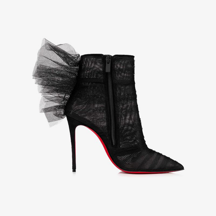 Black Tulle Boot with Winged Design - ARNO CONTI