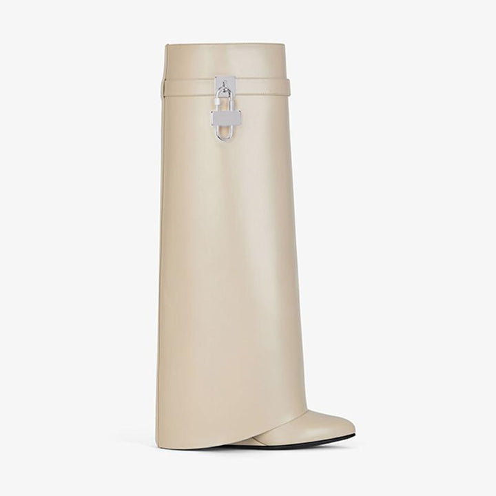 Classic Natural Beige Calfskin High Boots - Arno Conti Shoe