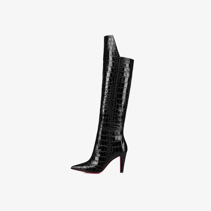 Croc-Embossed Knee-High Boot - ARNO CONTI