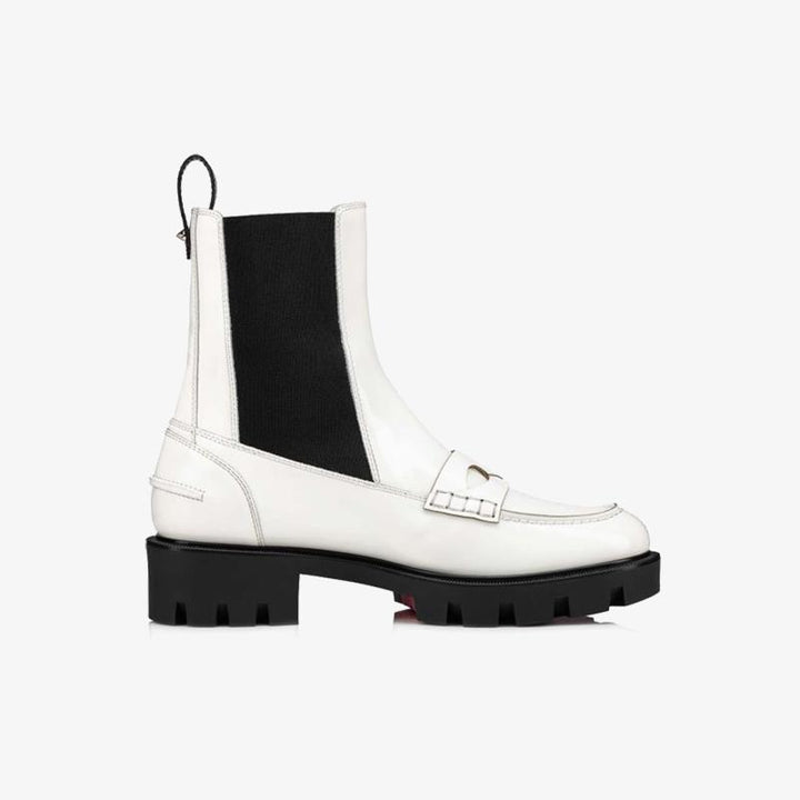 White and Black Leather Ankle Boot - ARNO CONTI