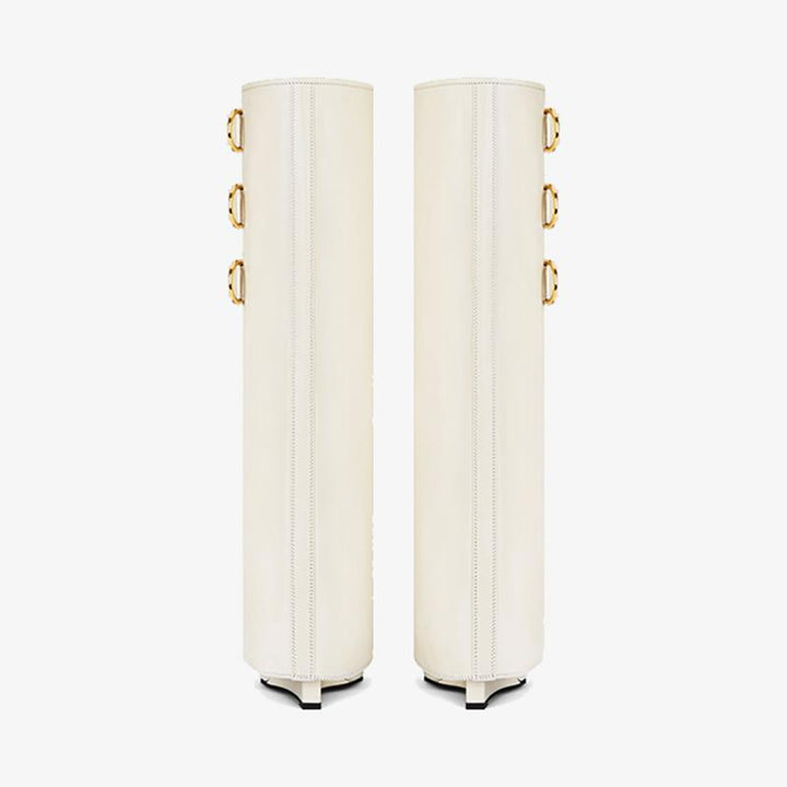 Sleek Ivory Slip-On High Boots - Arno Conti Shoe