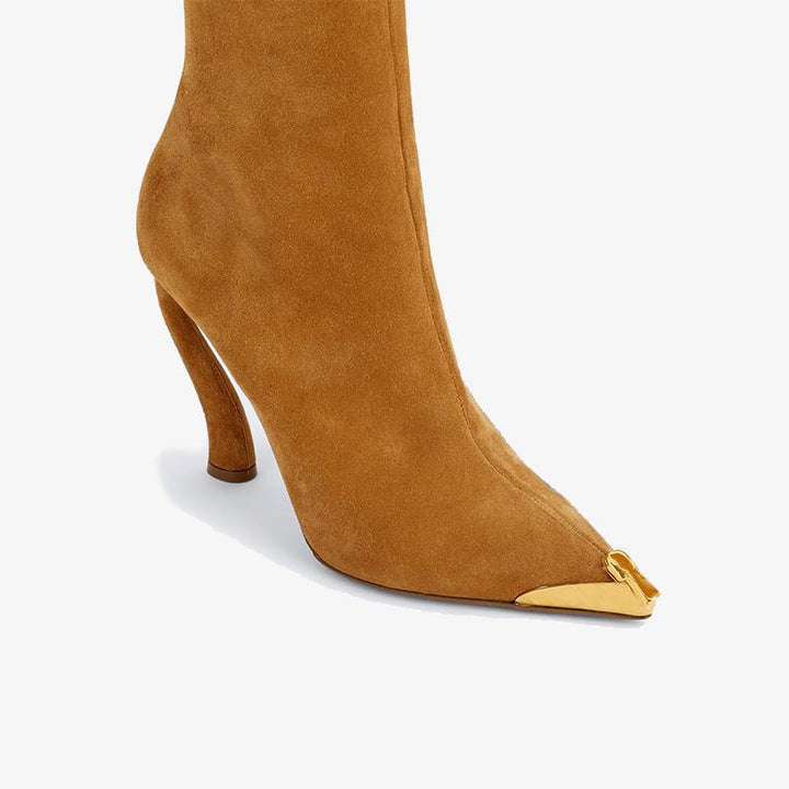 Suede Ankle Boots with Gold Toe Cap - Arno Conti Shoe