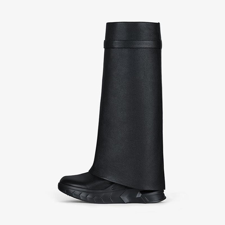 Black Grained Calfskin High Boots 80mm - Arno Conti Shoe