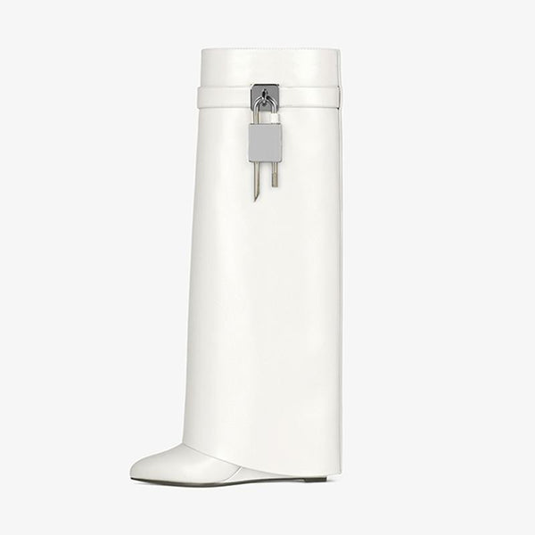 Refined Ivory Calfskin High Boots - Arno Conti Shoe