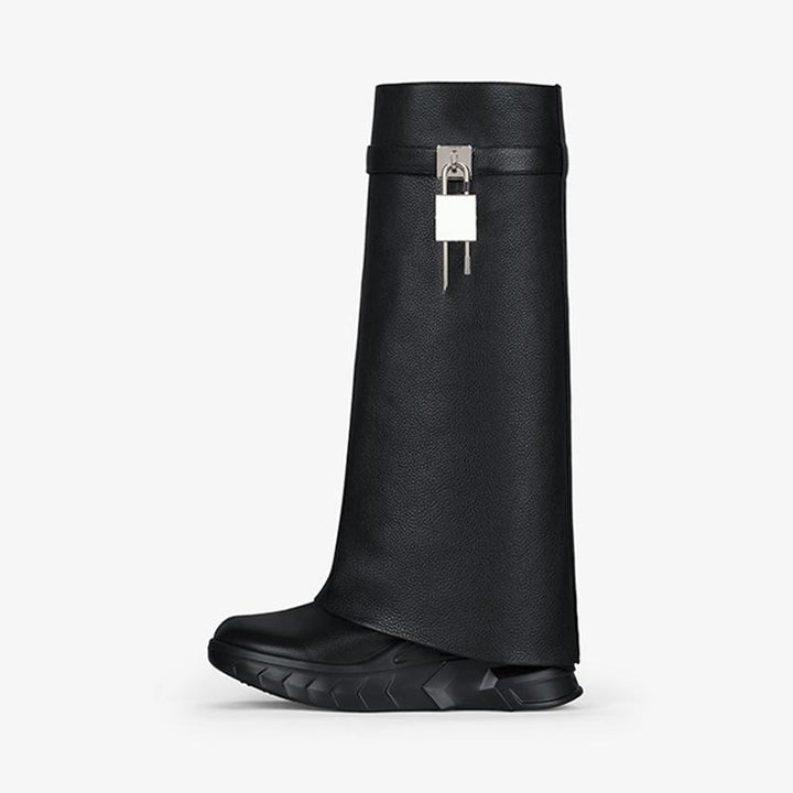 Black Grained Calfskin High Boots 80mm - Arno Conti Shoe