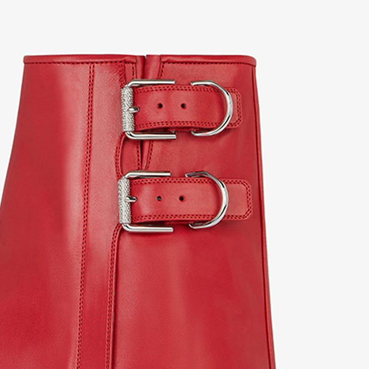 Bold Red Tumbled Calfskin Ankle Boots - Arno Conti Shoe