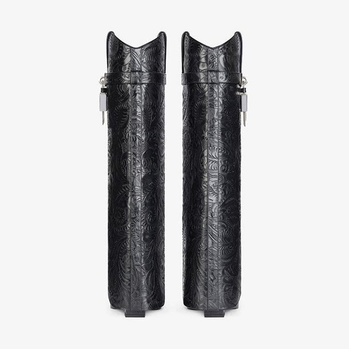 Sleek Black Cowhide High Boots - Arno Conti Shoe