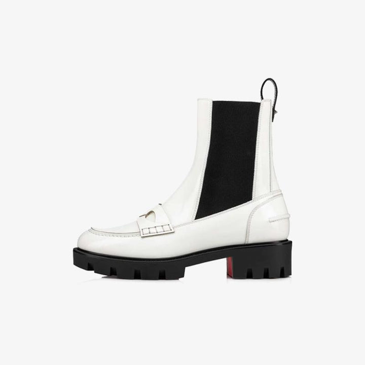 White and Black Leather Ankle Boot - ARNO CONTI