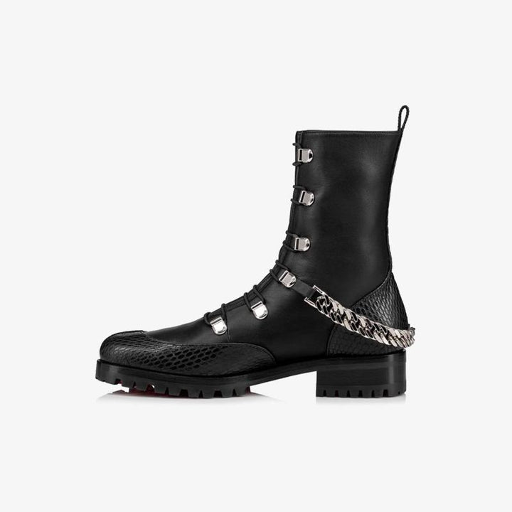 Military-Inspired Black Calfskin Boot - ARNO CONTI