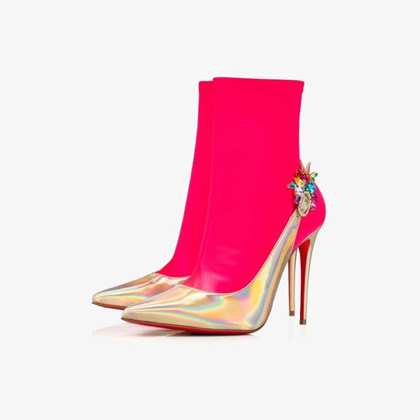 Neon Pink Sock Ankle Boot - ARNO CONTI