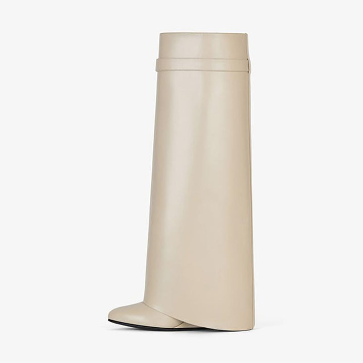 Classic Natural Beige Calfskin High Boots - Arno Conti Shoe