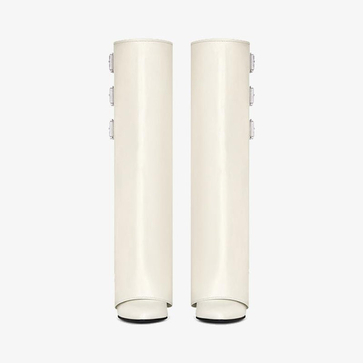 Sleek Ivory Slip-On High Boots - Arno Conti Shoe